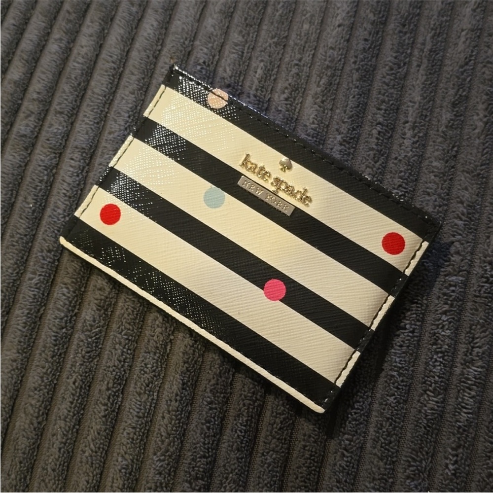 LIKE NEW Kate Spade 3 slot cardholder polka dot